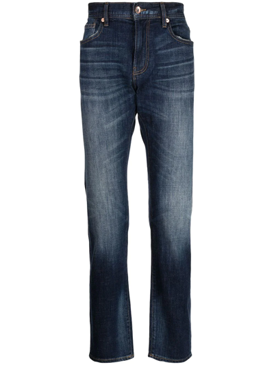 Armani Exchange Five-pocket Slim-fit Jeans In Medium Blue