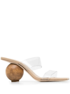 Cult Gaia Nhu Dual-band Sphere Sandals In Braun