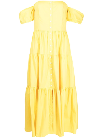 Staud Women's Elio Cotton Poplin Off-the-shoulder Midi Dress In Yellow