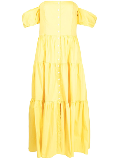 Staud Women's Elio Cotton Poplin Off-the-shoulder Midi Dress In Gelb
