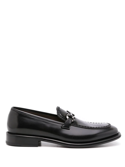 Ferragamo Slip-on Leather Loafers In Black