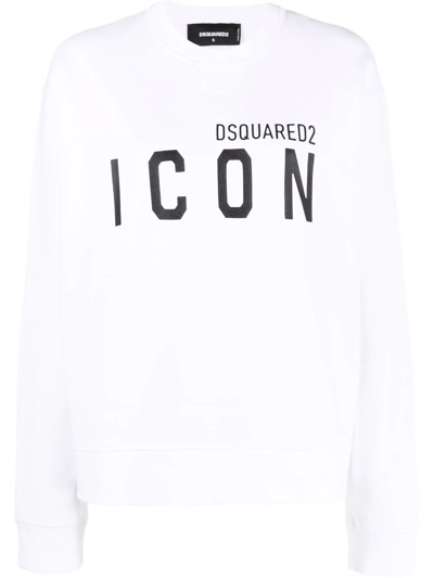 Dsquared2 Logo-print Long-sleeved Sweatshirt In Weiss