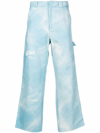 Msftsrep Acid-wash Flared Trousers In Blau