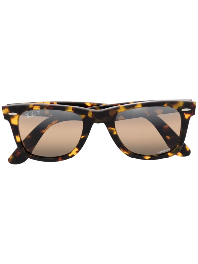 Ray Ban Tortoiseshell Wayfarer Sunglasses In Braun