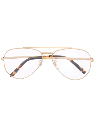 Ray Ban Aviator Frame Glasses In Gold