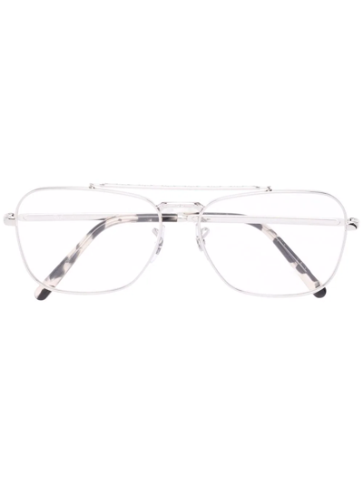 Ray Ban Tortoiseshell Effect Tip Glasses In Silber