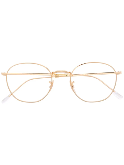 Ray Ban Oval Frame Glasses In Gold