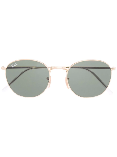 Ray Ban Rectangle-frame Sunglasses In Gold
