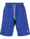 Marcelo Burlon County Of Milan Embroidered Cross Drawstring Track Shorts In Blau