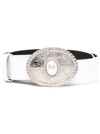 Alessandra Rich Belts In White Leather In Weiss