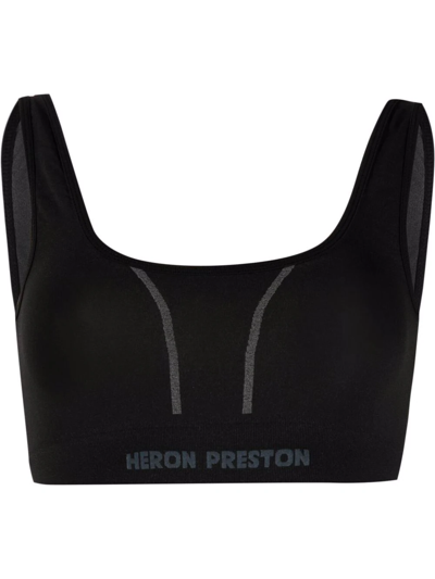 Heron Preston Logo-intarsia Crop Top In Black