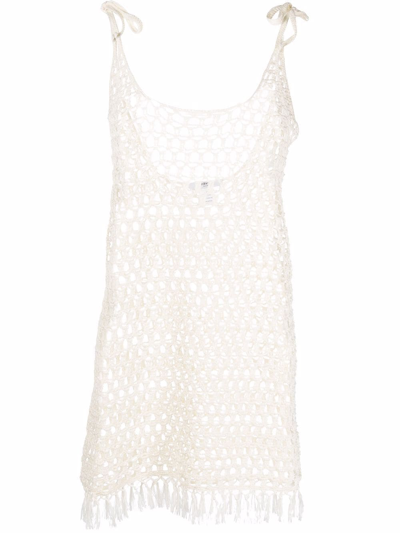 Marysia Open-knit Mini Dress In Weiss