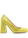 Bottega Veneta Gem-embellished Square-toe Pumps In Gelb