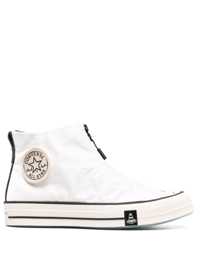 Converse White Joshua Vides Edition Chuck 70 Zip High Top Sneakers In White/black