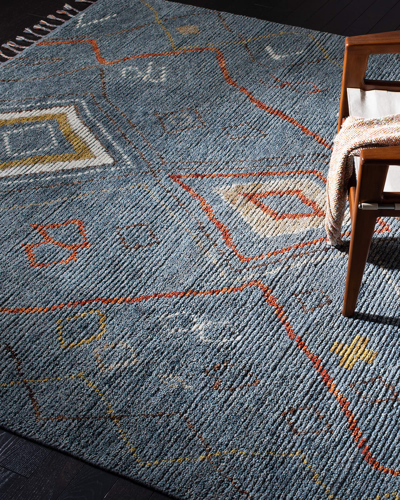 Ralph Lauren Nahla Blue Hand-knotted Rug, 2' X 8' In Denim