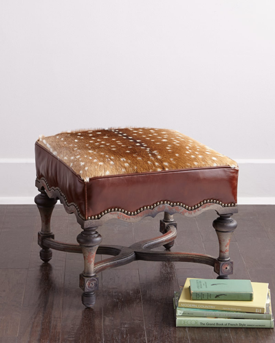 Old Hickory Tannery Neval Hairhide Ottoman In Brown / Tan