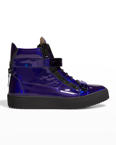 Giuseppe Zanotti Men's Metropolis Metallic Double-zip High-top Trainers In Cina