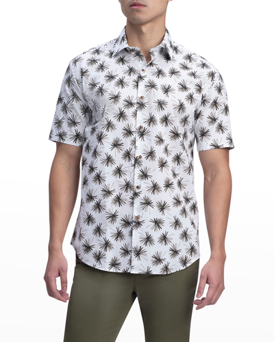 Bugatchi Men's Orson Shaped Floral-print Sport Shirt In Olive