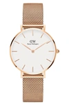 Daniel Wellington Classic Petite Mesh Strap Watch, 32mm In Rose Gold/black /rose Gold