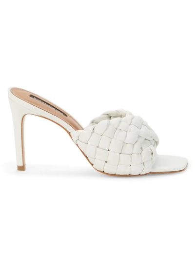 Bcbgmaxazria Barba Optic White Leather Stiletto Sandals