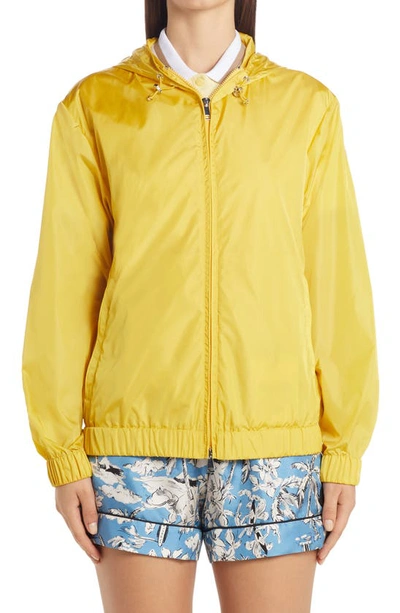Moncler Cecile Hooded Shell Windbreaker Jacket In Yellow