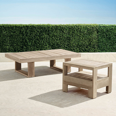 Frontgate St. Kitts Tables In Weathered Teak Finish