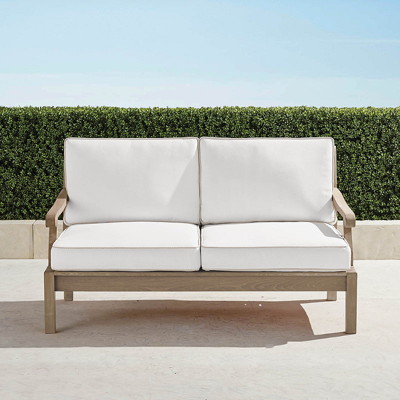 Frontgate Cassara Loveseat With Cushions In Weathered Finish