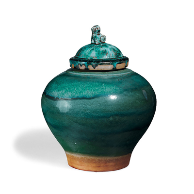 Frontgate Emerald Lidded Dog Topper Vase