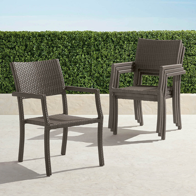 Frontgate Set Of 4 Cafe Square Back Stacking Chairs In White