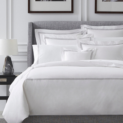 Frontgate Sferra Grande Hotel Bedding In White With Grey Embroidery