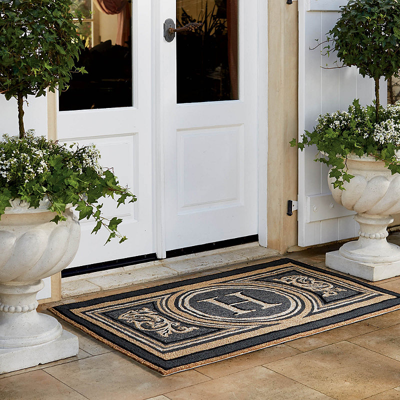 Frontgate Wingate Monogrammed Door Mat In Gold