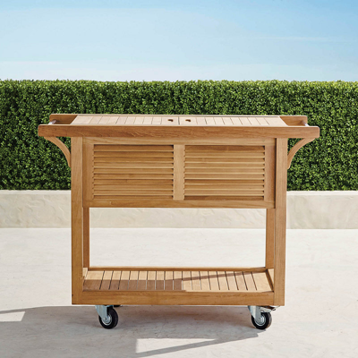 Frontgate Teak Bar Cart With Beverage Tub In Ebony