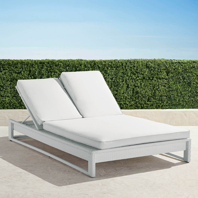Frontgate Palermo Double Chaise Lounge With Cushions In White Finish