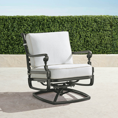 Frontgate Carlisle Swivel Lounge Chair With Cushions In Slate Finish
