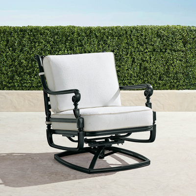 Frontgate Carlisle Swivel Lounge Chair With Cushions In Onyx Finish
