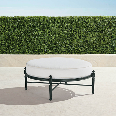 Frontgate Carlisle Round Ottoman With Cushion In Onyx Finish
