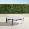 Frontgate Carlisle Round Ottoman With Cushion In Slate Finish