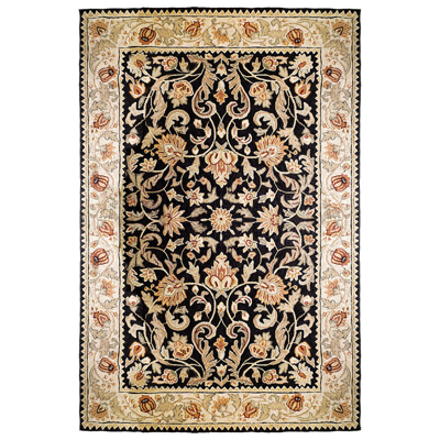 Frontgate Gentry Performance Area Rug In Deep Navy Border With Ivory ...