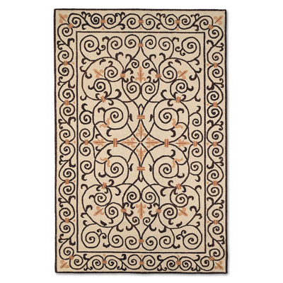 Frontgate Fleur De Lis Wool Area Rug In Red