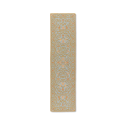 Frontgate Fleur De Lis Hand-hooked Wool Runner In Ivory,brown