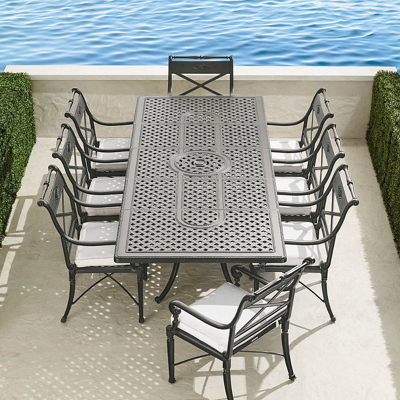 Frontgate Carlisle 9-pc. Extending Dining Set In Slate Finish