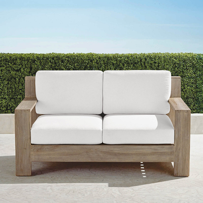 Frontgate St. Kitts Loveseat In Weathered Teak With Cushions