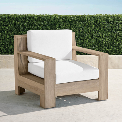 Frontgate St. Kitts Lounge Chair In Weathered Teak With Cushions