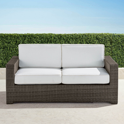 Frontgate Palermo Loveseat With Cushions In Bronze Finish