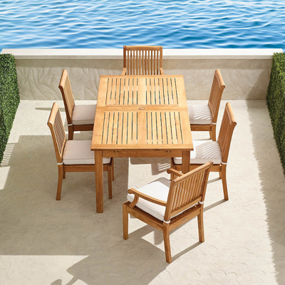 Frontgate Cassara 7-pc. Rectangular Dining Set In Natural Finish
