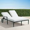 Frontgate Carlisle Double Chaise Lounge With Cushions In Onyx Finish