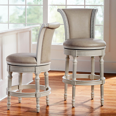 Frontgate Chapman Swivel Bar & Counter Stool In Alabaster White,performance Oatmeal Counter Stool