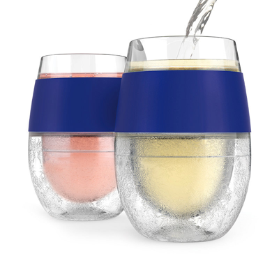 Frontgate Set Of 2 Freeze Cooling Wine Glasses In Green
