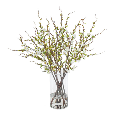 Frontgate Peach Blossom In Glass Vase