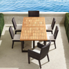 Frontgate Pierce 7-pc. Expandable Teak Dining Set In Bronze Finish